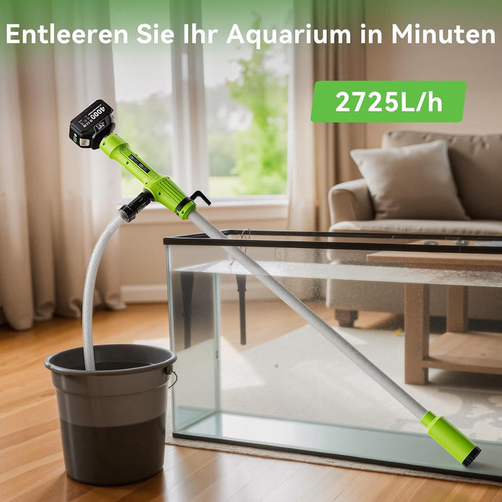 Kabellose Stab-Transferpumpe für Wasser/Diesel, 5,6cm Filter-Ø, 2725L/h Schnellentleerung, 60min Lau