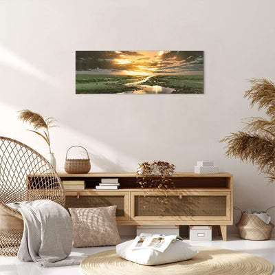 Panorama Bilder auf Leinwand natur natur Leinwandbild mit Rahmen 90x30cm Wandbilder Dekoration Wohnz