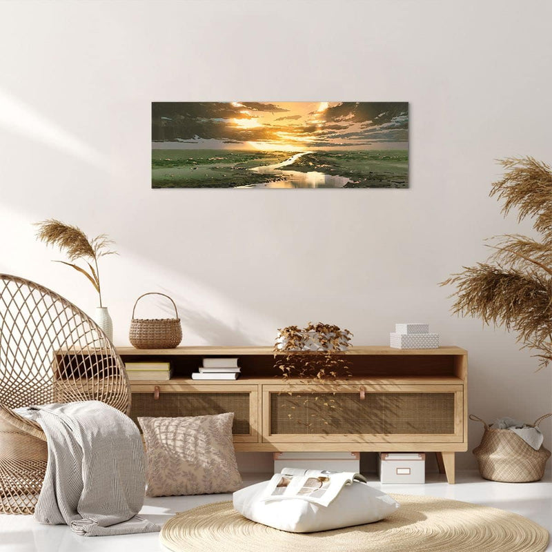 Panorama Bilder auf Leinwand natur natur Leinwandbild mit Rahmen 90x30cm Wandbilder Dekoration Wohnz