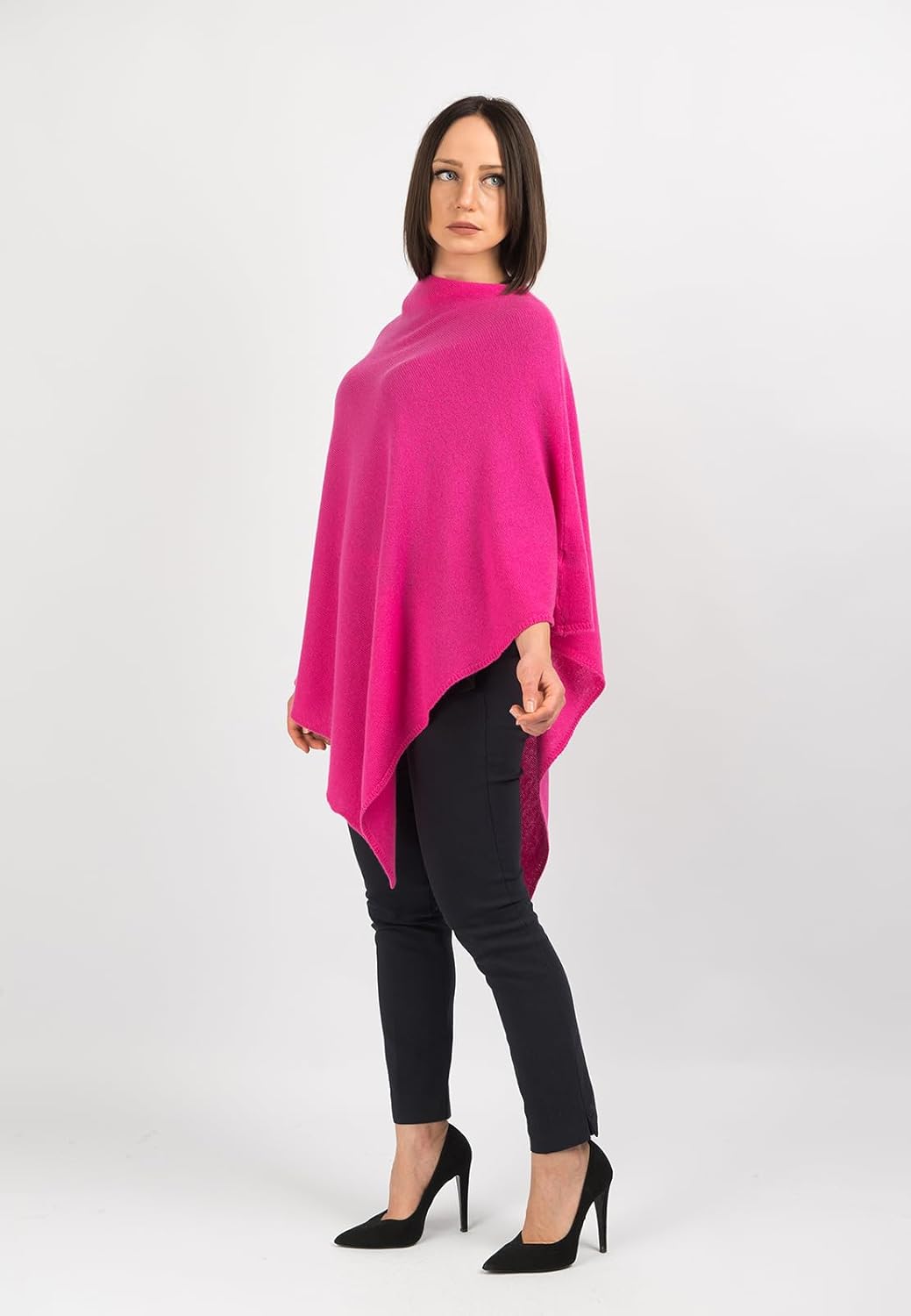 Dalle Piane Cashmere - Poncho aus 100% Kaschmir - Made in Italy - für Frau Einheitsgrösse Fuxia, Ein