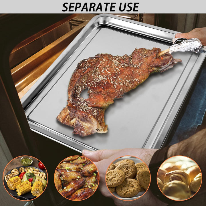 Bhina BBQ Grillkorb, Edelstahl Grillkorb mit Griff und Unterschale, Backform Set Korb, Crisper Korb,