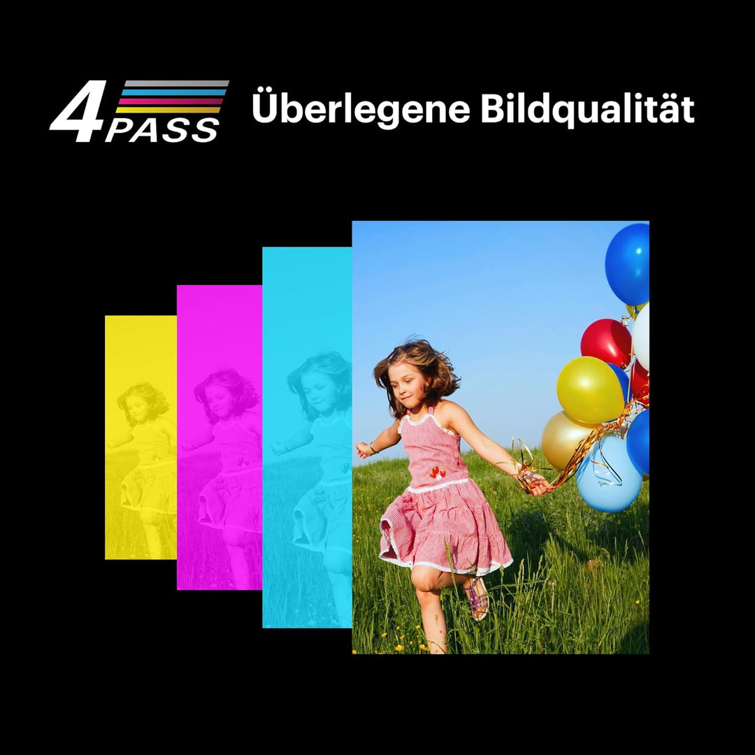 KODAK Mini 3 Retro 4PASS Mobiler Fotodrucker (7,6x7,6cm) - Schwarz s Schwarz, s Schwarz