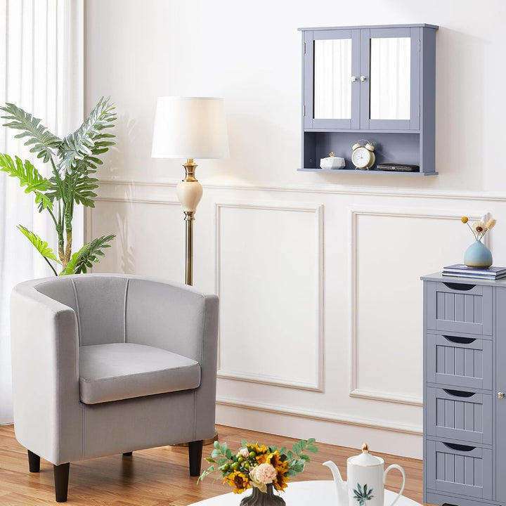 Yaheetech Spiegelschrank, Badschrank, Hängeschrank mit Spiegeltür, Badezimmerspiegel Wandschrank mit