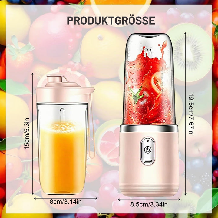 Tragbarer Elektrischer Saftpresse Mixer Smoothie Maker mit 2x400ml Flaschen Mixer Smoothie Maker to