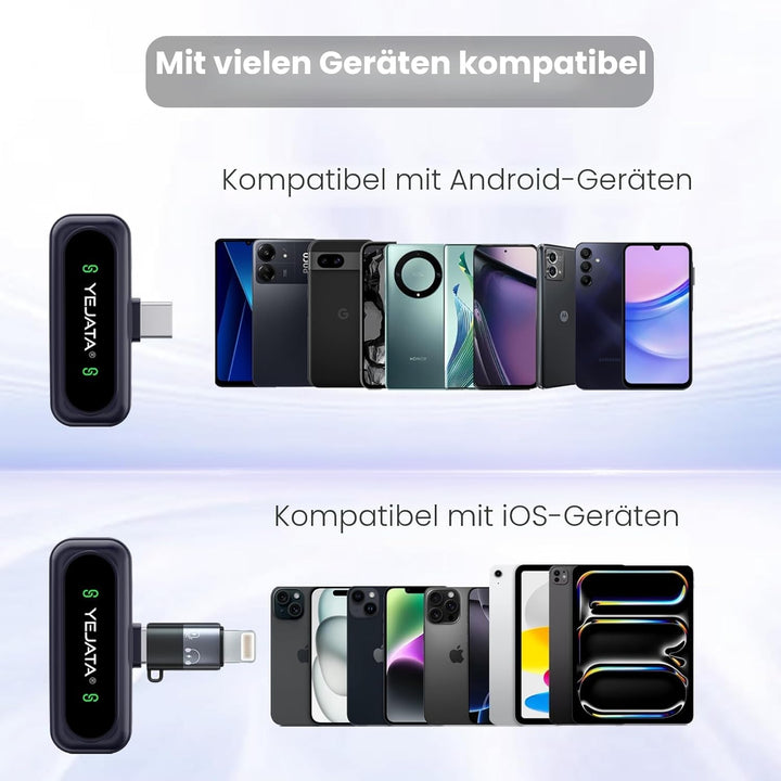 Kabelloses Lavalier-Mikrofon mit digitaler Batterieanzeige, 360° omnidirektionale Geräuschunterdrück