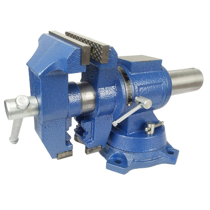 5" Schraubstock Parallel Werkbank Drehbar Teller 360° mit Amboss Tischschraubstock 125 mm Blau für F