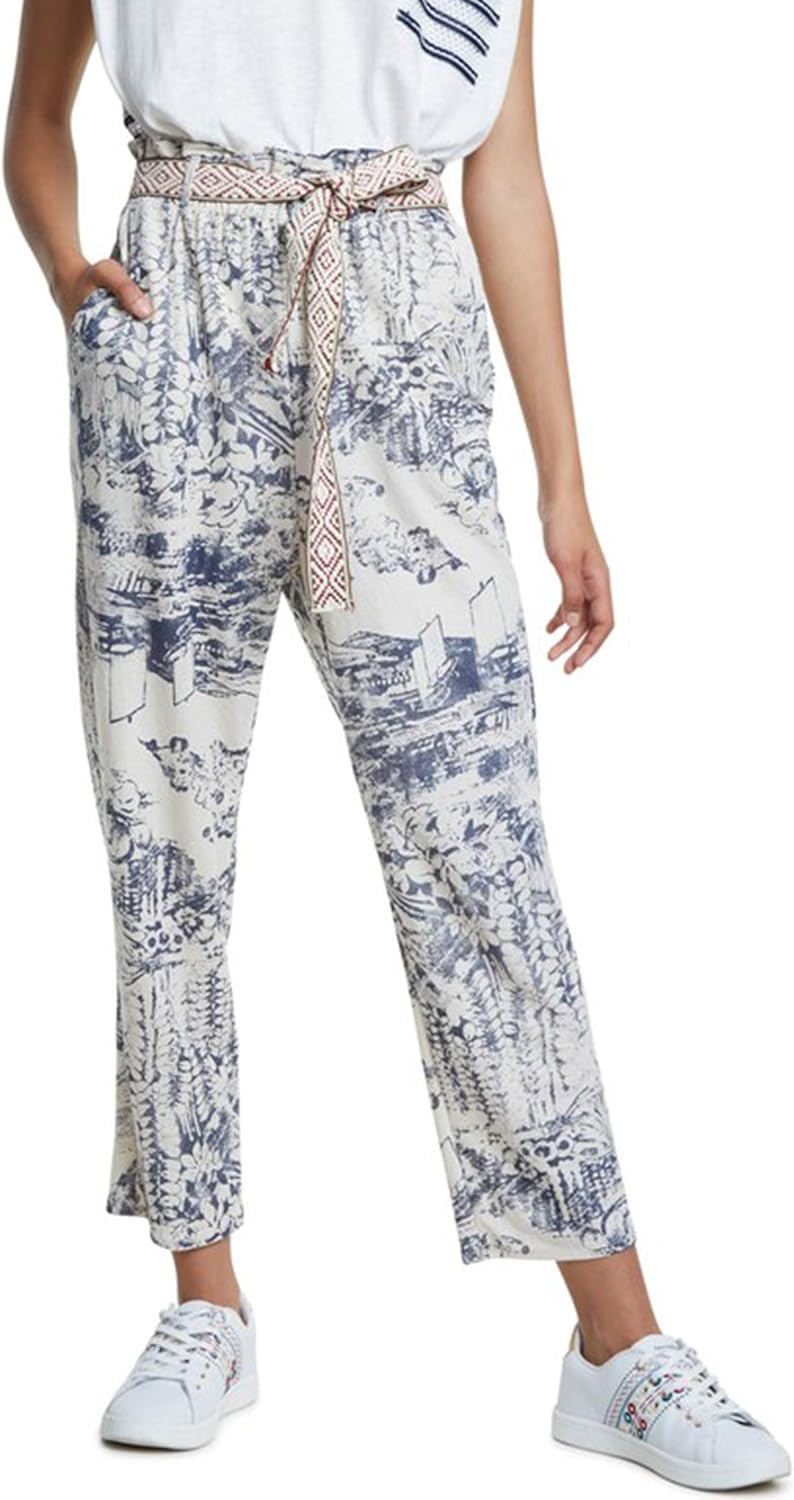 Desigual Damen Chinohose Pant_Tropical Offwhite M (38)