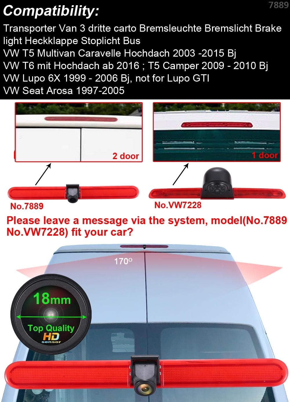 Transporter 7" TFT LCD Monitor+Bremslicht Rückfahrkamera HD 1280 * 720 Pixel Wasserdicht Rückfahrsys