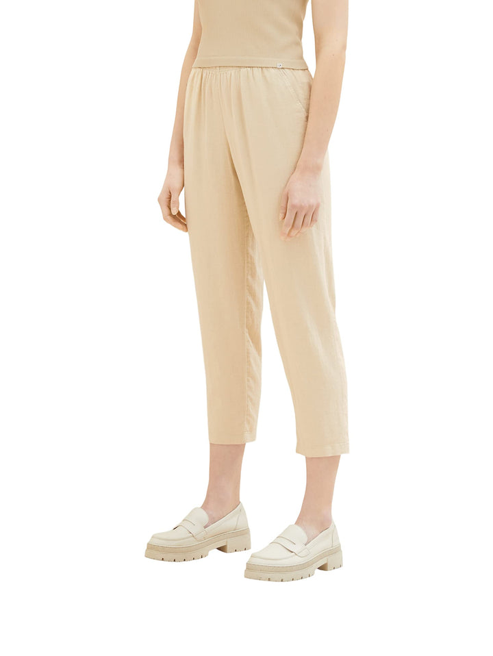 TOM TAILOR Denim Damen Tapered Stoffhose aus Leinen XXL 31700 - Dusty Sand Beige, XXL 31700 - Dusty