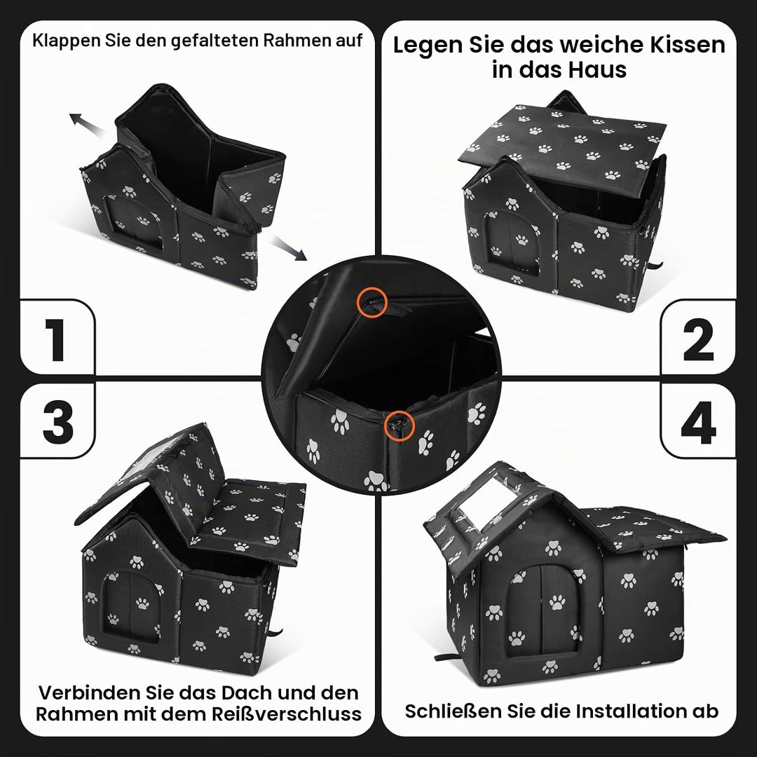 Katzenhaus Outdoor, Katzenhöhlen Für Draussen Winterfest Wasserdicht, Faltbare Wasserdicht Wetterfes