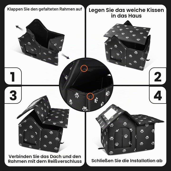 Katzenhaus Outdoor, Katzenhöhlen Für Draussen Winterfest Wasserdicht, Faltbare Wasserdicht Wetterfes