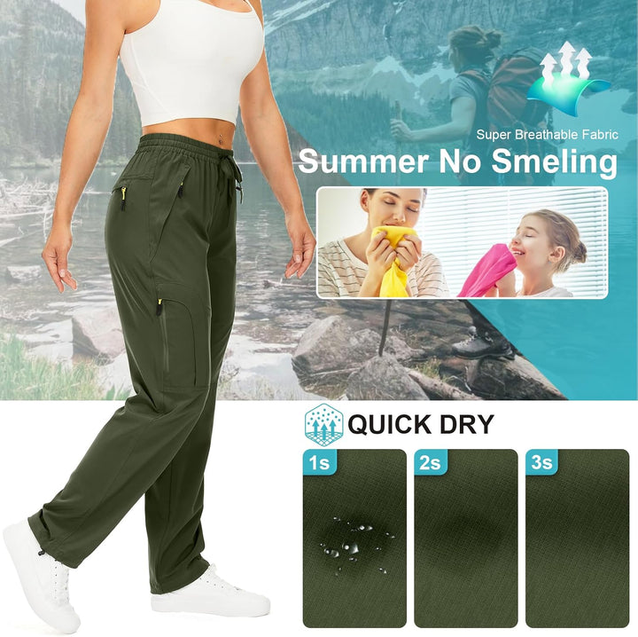 yeyity Wanderhose Damen Leichter Quick Dry Outdoorhose Atmungsaktiv Cargohose UV-Schutz Trekkinghose