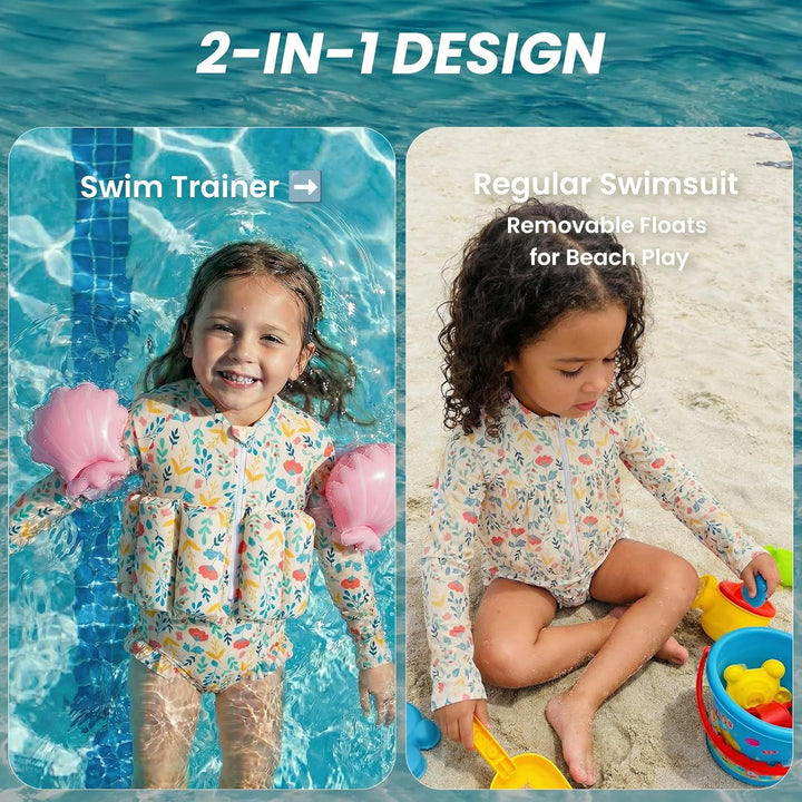 Badeanzug Baby Mädchen mit Floatation Kleinkind Schwimmtraining Hilfe Schwimmende Badeanzug Langarm