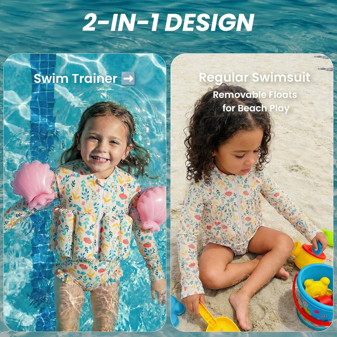 Badeanzug Baby Mädchen mit Floatation Kleinkind Schwimmtraining Hilfe Schwimmende Badeanzug Langarm