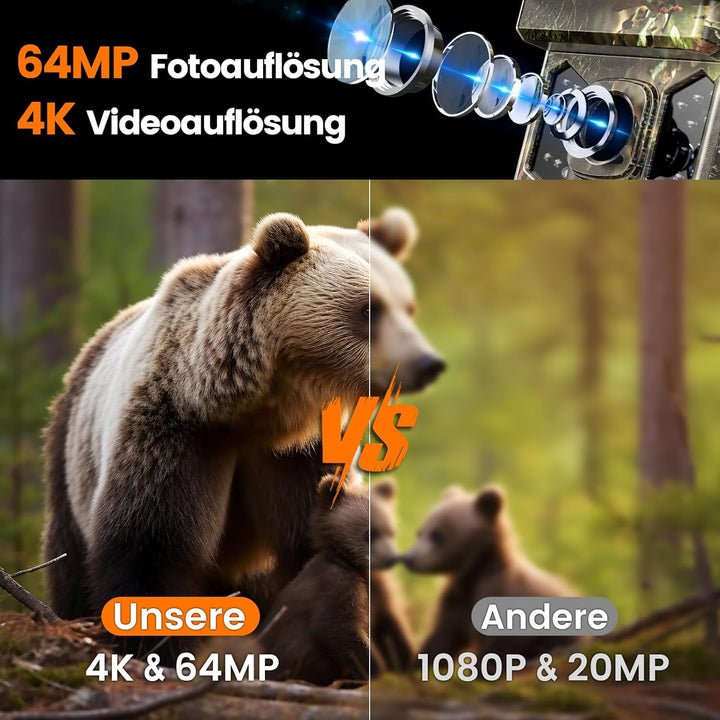 XTU Wildkamera mit Handyübertragung App,2.7K WLAN Wildtierkamera mit Bewegungsmelder Nachtsicht,Inkl
