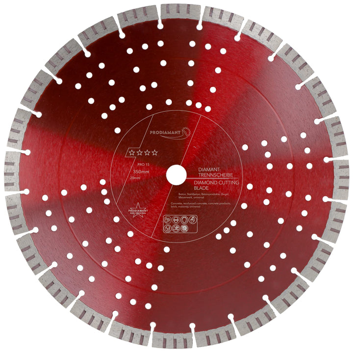 PRODIAMANT Turbo Diamant-Trennscheibe Beton 350mm x 20 mm Segmenthöhe 15mm 350/20mm, 350/20mm