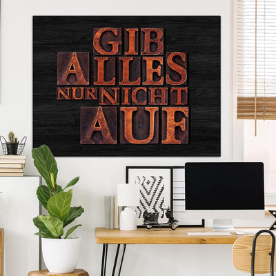 wandmotiv24 Deko Acrylglas Wand-Bild, Grösse 40x30cm, Querformat, Gib Alles nur Nicht auf, Holz, Bil