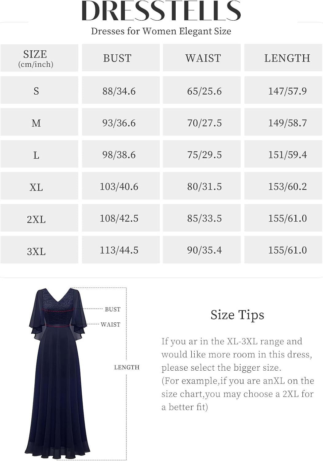 DRESSTELLS Damen Abendkleider Hochzeitsgast Chiffon Cape Ärmel Brautjungfer Kleider Cocktailkleid fü