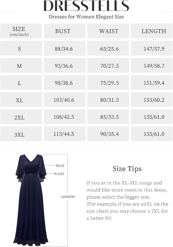 DRESSTELLS Damen Abendkleider Hochzeitsgast Chiffon Cape Ärmel Brautjungfer Kleider Cocktailkleid fü