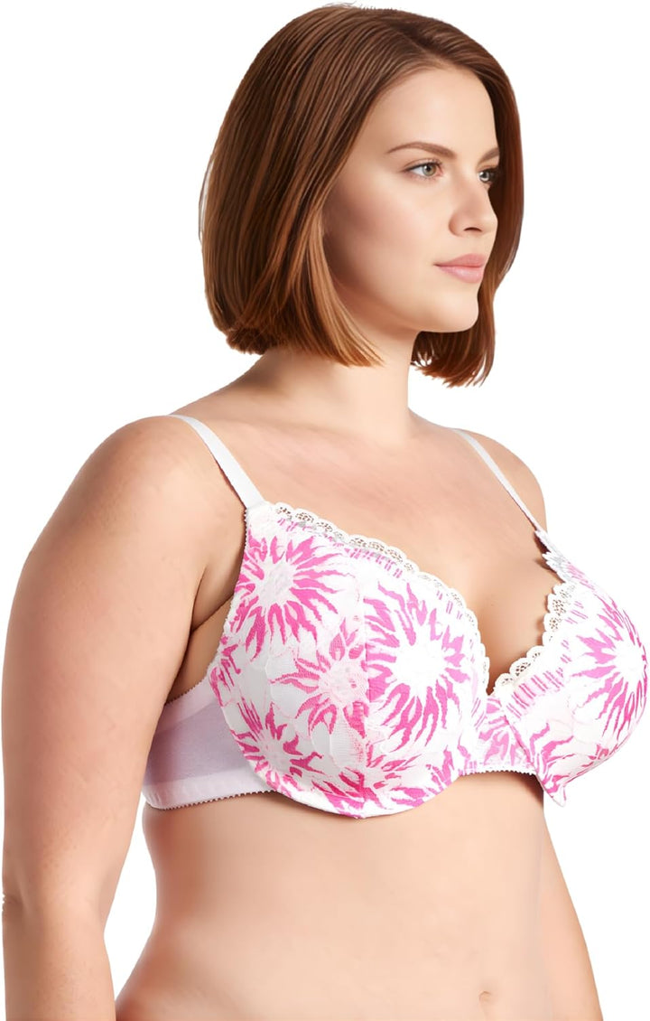Curve Muse Damen Leicht gepolstert in Übergrösse Vollständige Abdeckung Bügel Spitzen-BH-2PK 70E Sch