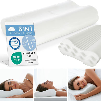 maxVitalis Nackenstützkissen 4-fache Höhenanpassung orthopädisches, ergonomisches Kopfkissen anatomi
