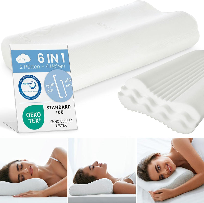 maxVitalis Nackenstützkissen 4-fache Höhenanpassung orthopädisches, ergonomisches Kopfkissen anatomi