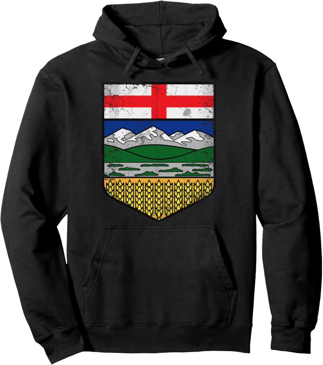 Vintage Alberta Canada Flag Retro Fade Pullover Hoodie