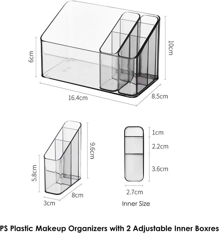 SHIMOYAMA Make-Up Organizer, 2-Pack, Kunststoff Kosmetik Aufbewahrungsbox für Schminktisch Badezimme