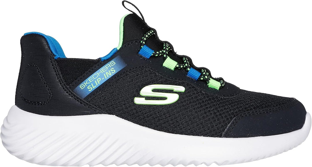 Skechers Jungen Glide-step Sport Wave Blitz Sneaker 27 EU Black Synthetic Textile Blue Black Trim, 2