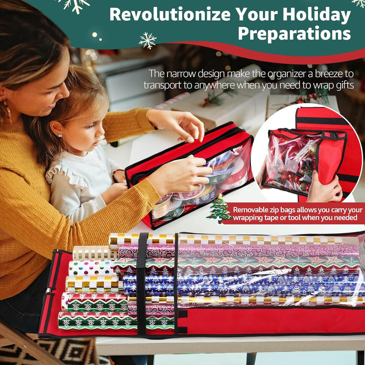 Geschenkpapier-Organizer, doppelseitig, zum Aufhängen, Geschenkpapierrollenhalter für Weihnachten, 1