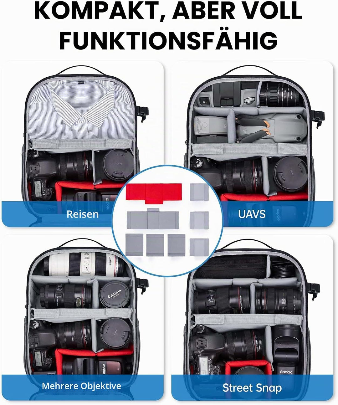 bagsmart Kamerarucksack Spiegelreflex Kameratasche für Fotografen, Wasserdichter Fotografie Reiseruc