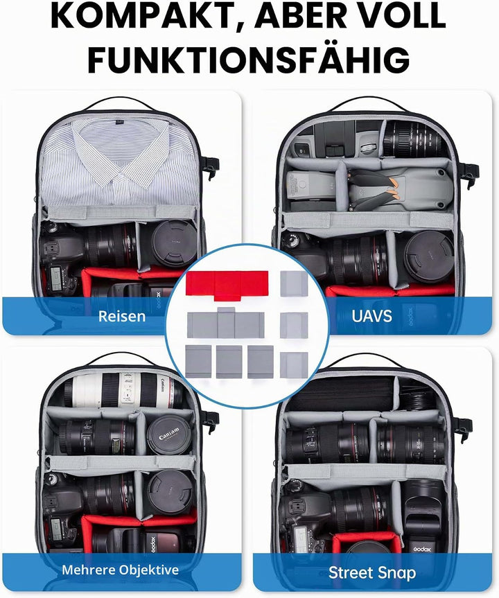 bagsmart Kamerarucksack Spiegelreflex Kameratasche für Fotografen, Wasserdichter Fotografie Reiseruc