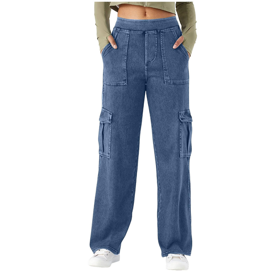 Wide Leg Jeans Damen Cargohose Sommerhosen Leicht Stretch Latzhose Bequeme High Waist Weites Bein Ba