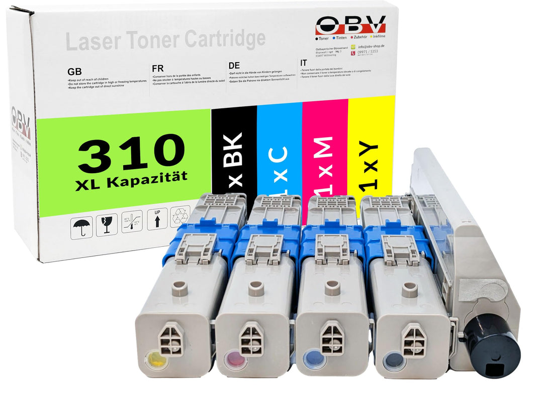 OBV 4x kompatibler Premium Toner für OKI C310 C330 C510 C511 C530 MC351MC351DN MC352DN MC361DN MC362