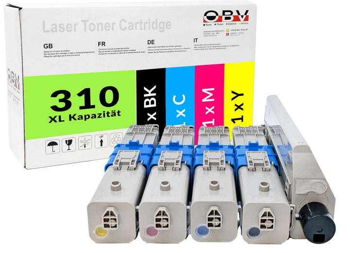 OBV 4x kompatibler Premium Toner für OKI C310 C330 C510 C511 C530 MC351MC351DN MC352DN MC361DN MC362