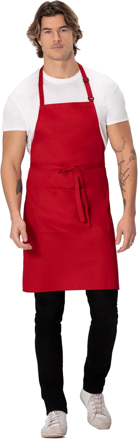 Colour by Chef Works B196 Verstellbare Latzschürze, Rot, Rot