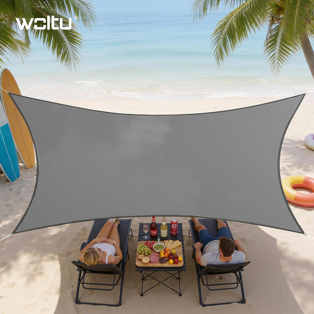 WOLTU Sonnensegel Rechteck 5x7m Grau wasserabweisend Sonnenschutz Polyester Windschutz mit UV Schutz