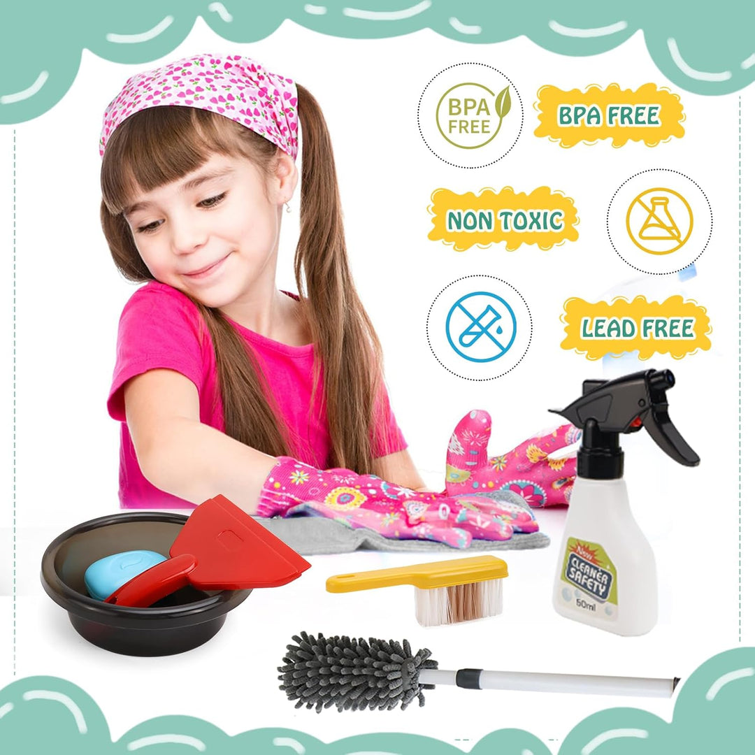 14 PCS Putzset für Kinder, Kinderstaubsauger, Kinderbesen Set Ab 2 Jahre, Putzset für Kinder Mit Sau