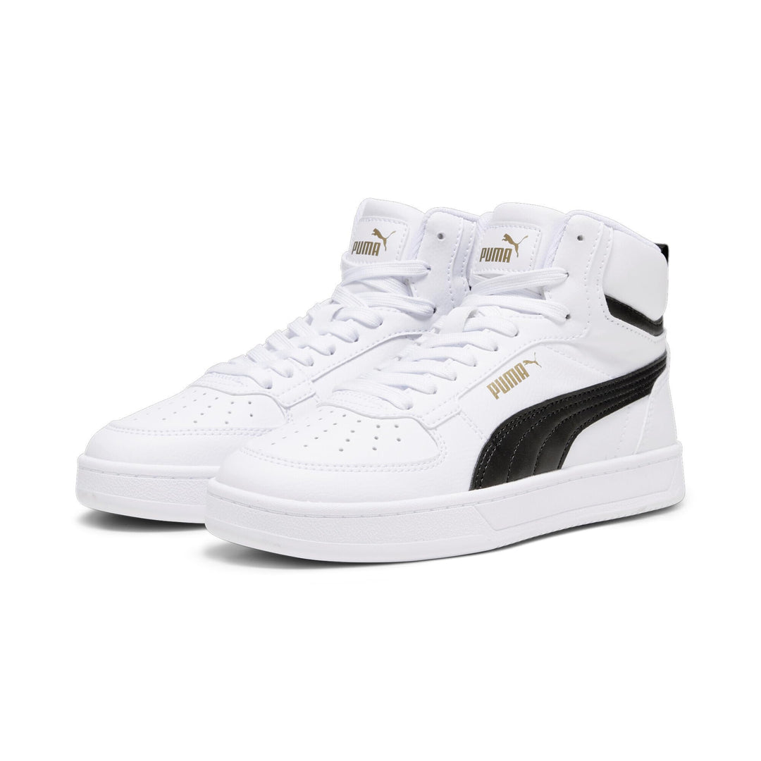 PUMA Unisex Kinder Caven 2.0 Mid Jr Sneaker, Puma White Puma Black Gold