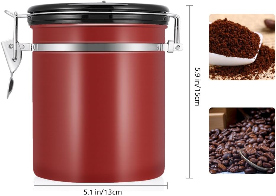 Yosoo Health Gear Edelstahl Vorratsbehälter mit Entlüftungsventil, luftdicht für Kaffeebohnen & Tee,