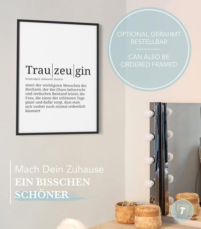 Papierschmiede® Definition: Trauzeugin, DIN A1 (59x84 cm), XXL Poster für Wohnzimmer, Schlafzimmer,