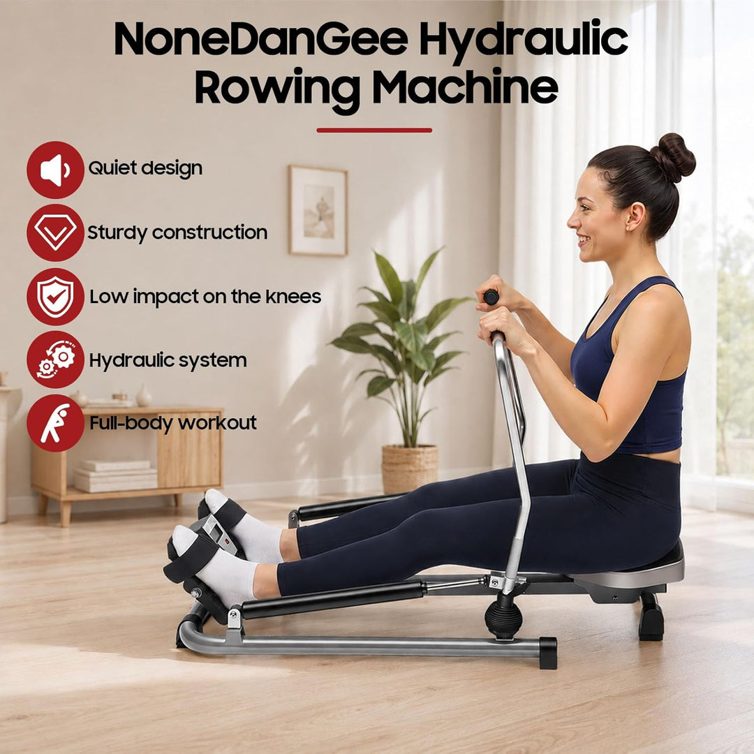 Hydraulisches Fitness-Rudergerät aus Stahl, Faltbar Rudergerät für Zuhause mit LCD Display, Maximale