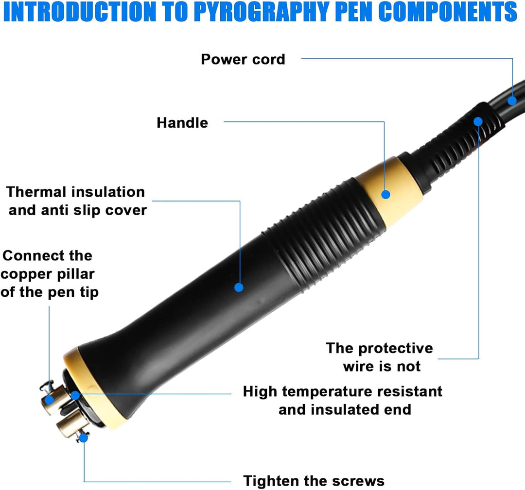 Brandmalstation, Brandmalerei Set mit 30 Drahtspitzen, Brandmalerei-Maschine, abnehmbarer Holzverbre