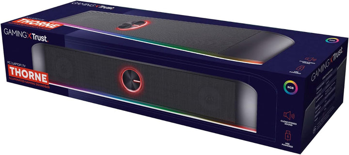Trust Gaming Stereo Soundbar mit RGB Beleuchtung GXT 619 Thorne - Computer Boxen, 2.0 Lautsprecher m