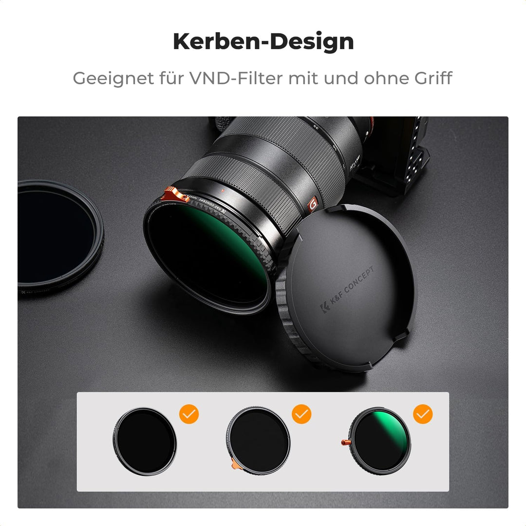 K&F Concept 82mm Objektivdeckel für K&F Concept Variabler ND Filter Graufilter, 82mm