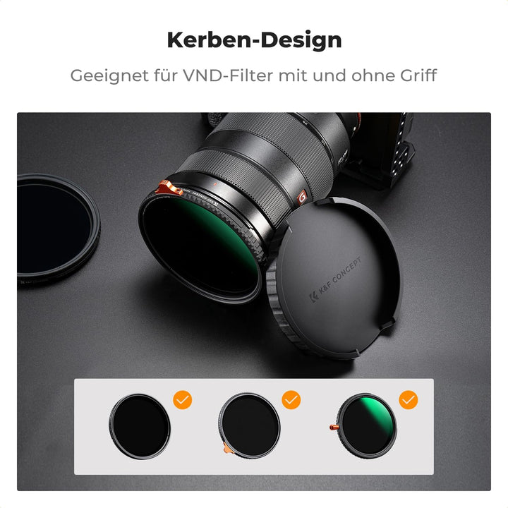 K&F Concept 82mm Objektivdeckel für K&F Concept Variabler ND Filter Graufilter, 82mm