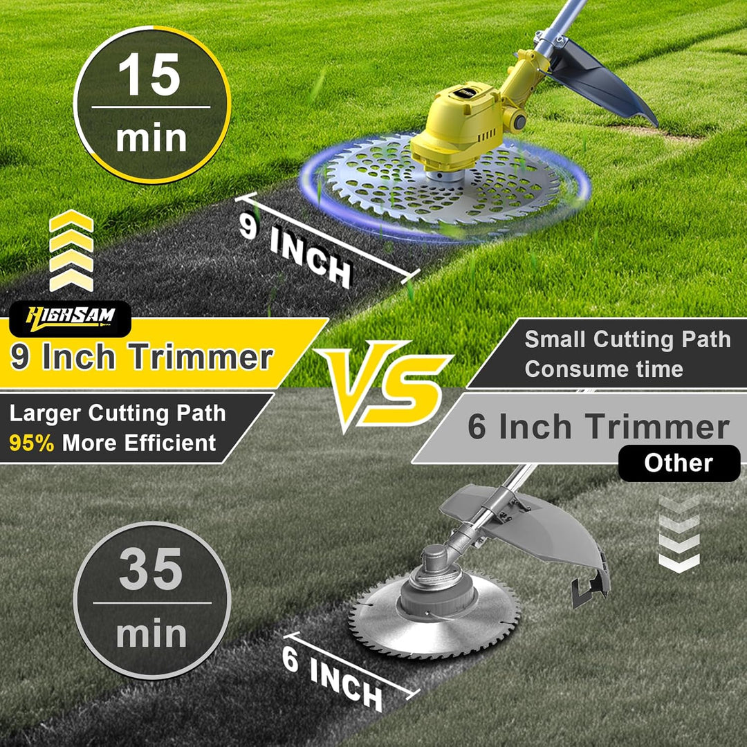 4-in-1 Akku-Rasenmäher mit Unkrautbürste und Zwei 4.0Ah Akkus, 9 Zoll Bürstenloser Motor Multi-Kling