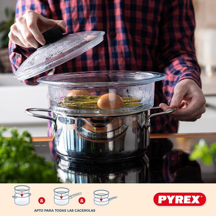 Pyrex® - Dampfkorb + Deckel – Kochen mit Dampf für eine gesunde und schmackhafte Küche