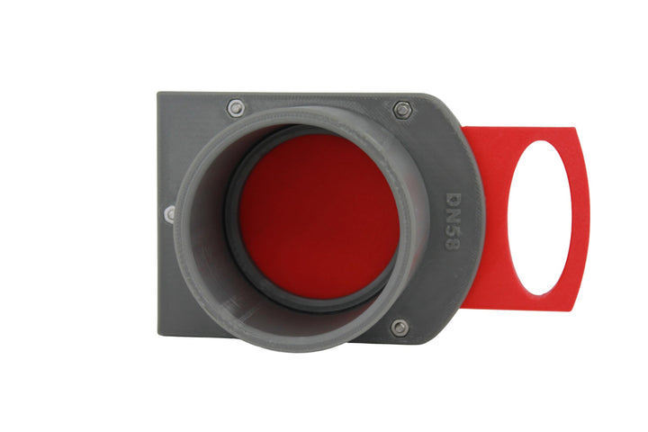 DRUCKKRAFT Blastgate DN58 mit Muffe (1x Ø 58 mm OD / 1x Ø 58 mm ID) | Luft-Sperrschieber für Absauga