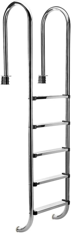 Melko Poolleiter 5stufig Edelstahl Schwimmbecken Treppe Hochbeckenleiter Einbauleiter 5 Stufen, 5 St